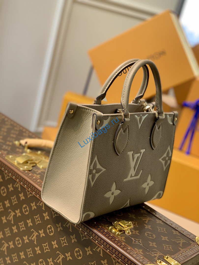LV M45779 Louis Vuitton Onthego Pm Bag Leather Gray