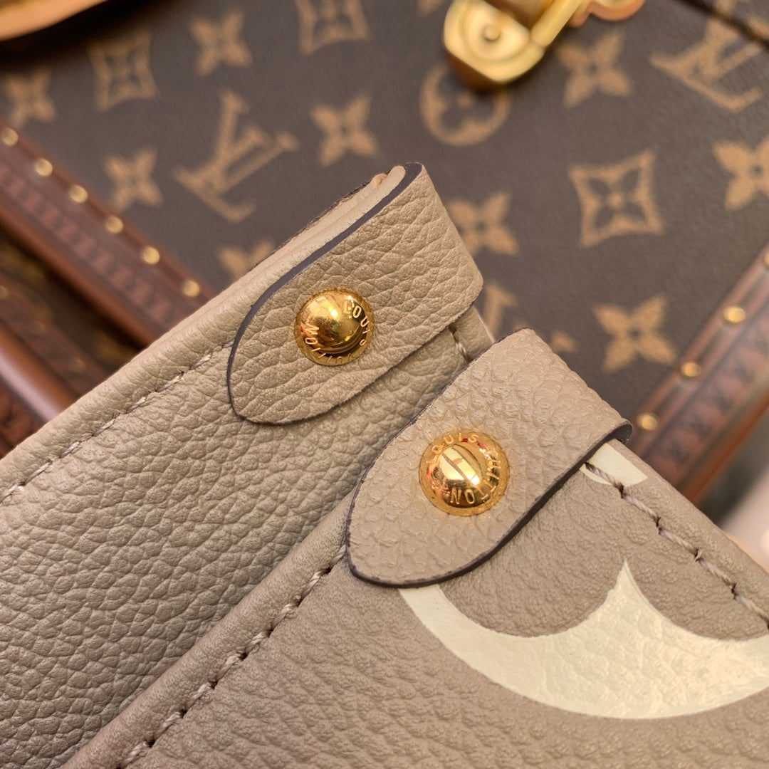 LV M45779 Louis Vuitton Onthego Pm Bag Leather Gray - Image 3
