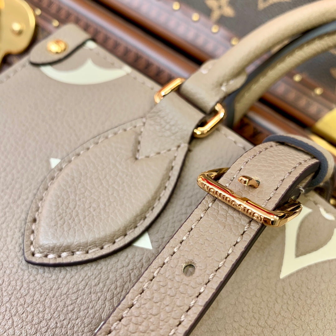 LV M45779 Louis Vuitton Onthego Pm Bag Leather Gray - Image 4
