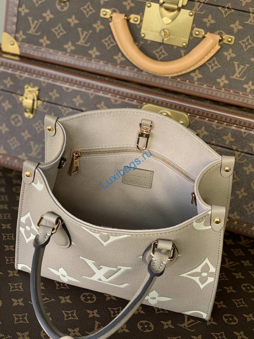 LV M45779 Louis Vuitton Onthego Pm Bag Leather Gray - Image 7