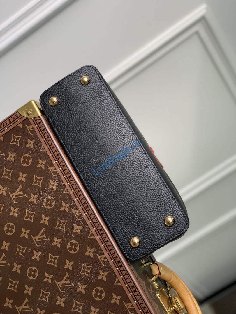 LV M21043 Louis Vuitton Capucines MM Handbag Black / Greige Doux / Scarlet - Image 3