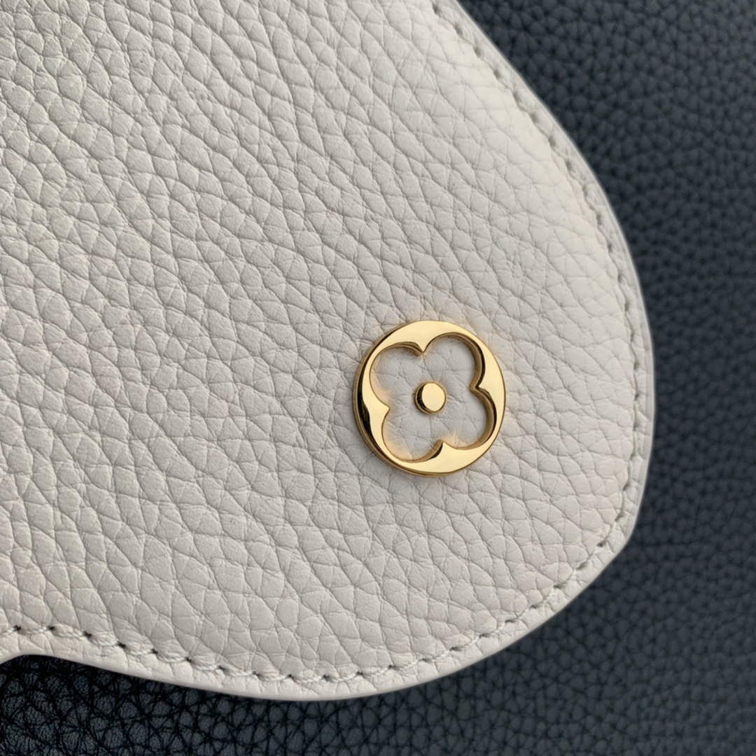 LV M21043 Louis Vuitton Capucines MM Handbag Black / Greige Doux / Scarlet - Image 5