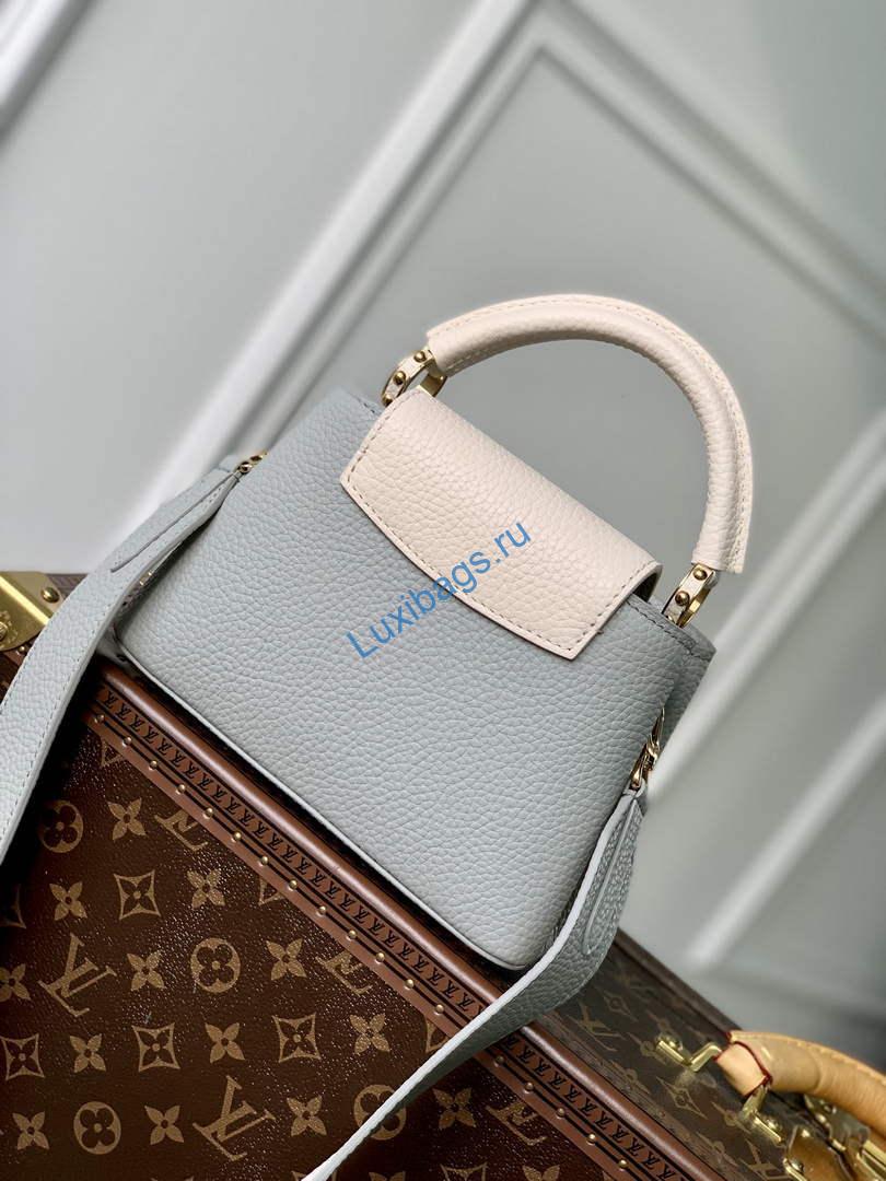 LV M21296 Louis Vuitton Capucines Mini Handbag Steeple Gray / Greige