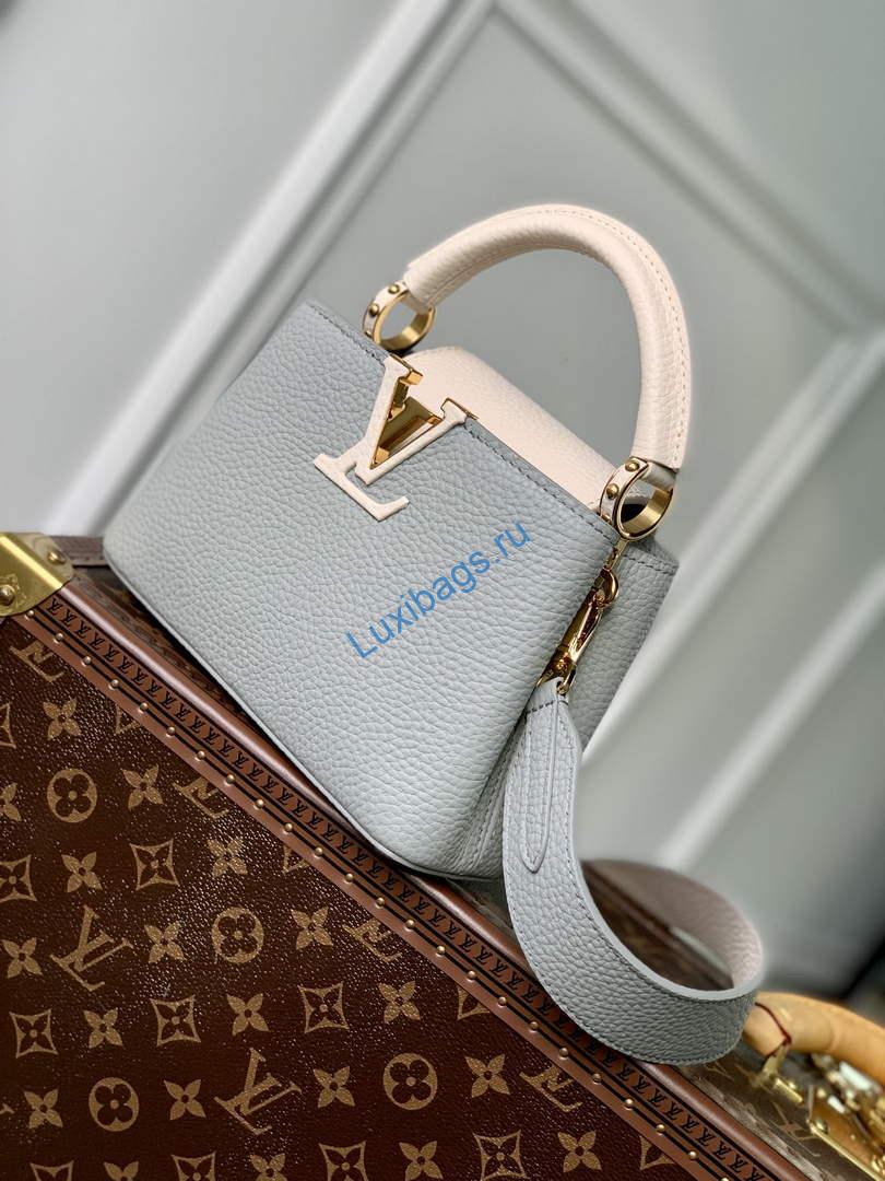 LV M21296 Louis Vuitton Capucines Mini Handbag Steeple Gray / Greige - Image 2