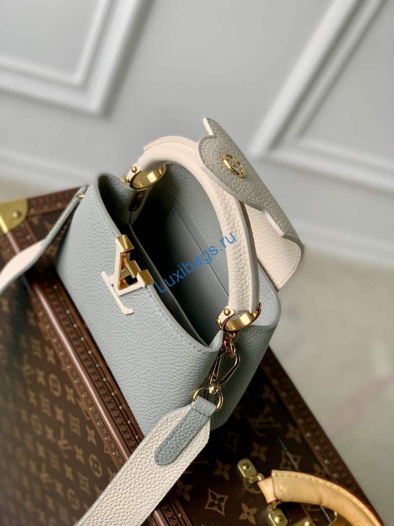 LV M21296 Louis Vuitton Capucines Mini Handbag Steeple Gray / Greige - Image 8
