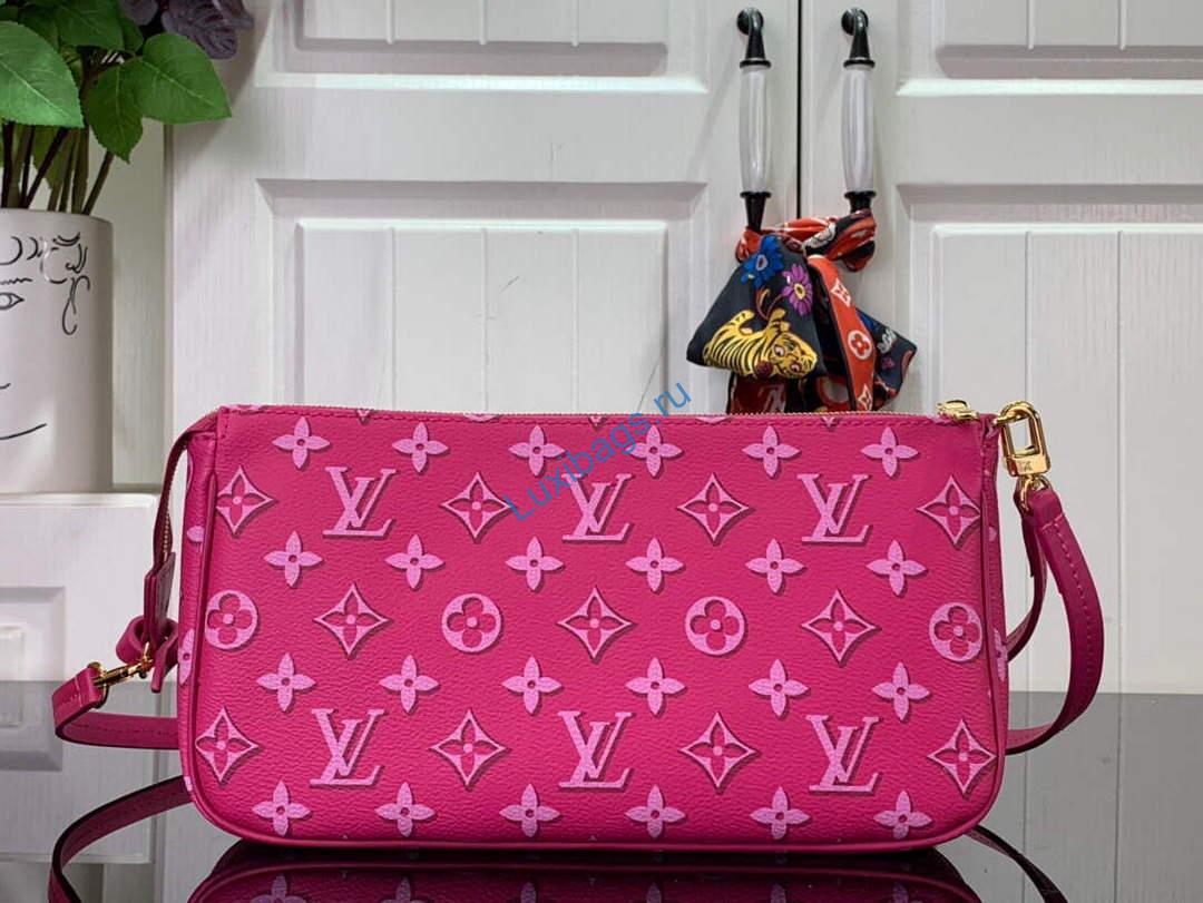 LV M46161 Louis Vuitton Maxi Multi Pochette Accessoires Fuchsia Pink - Image 3