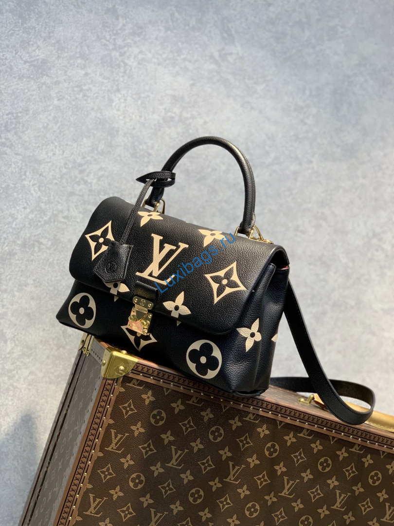 LV M45978 Louis Vuitton Madeleine MM Bicolor Monogram Empreinte Leather Black - Image 2