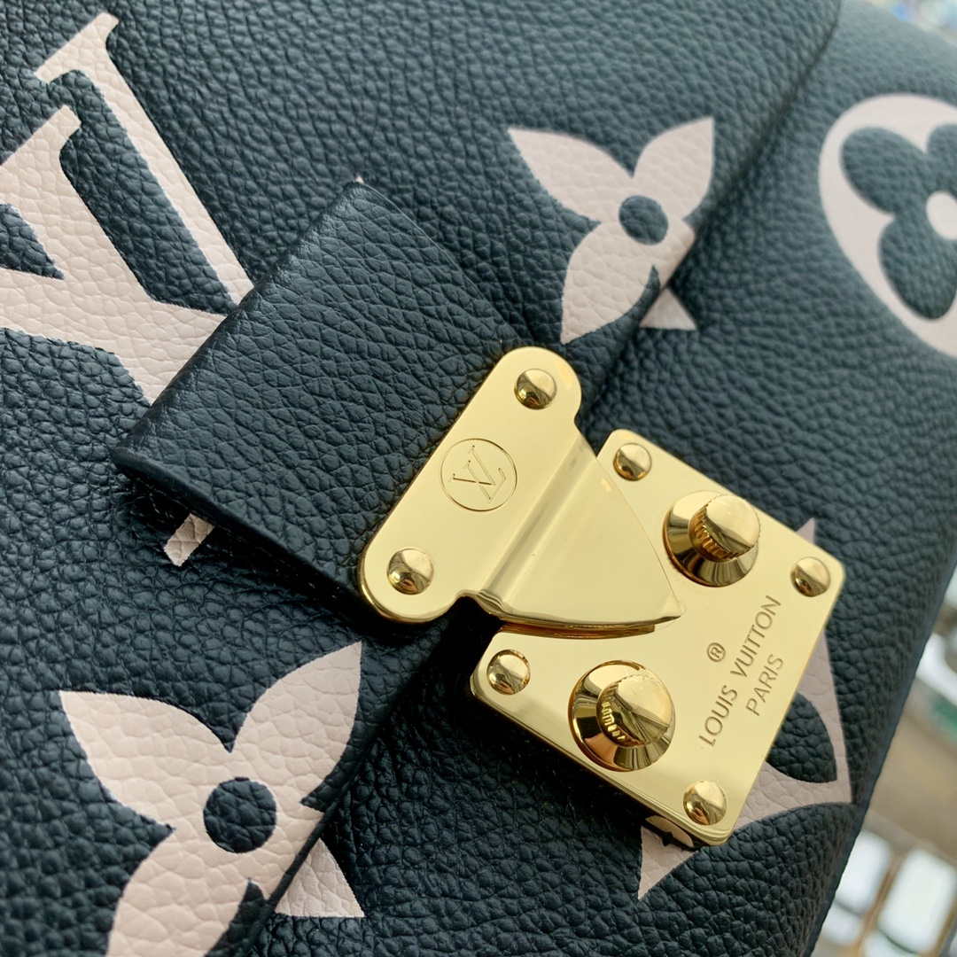 LV M45978 Louis Vuitton Madeleine MM Bicolor Monogram Empreinte Leather Black - Image 3