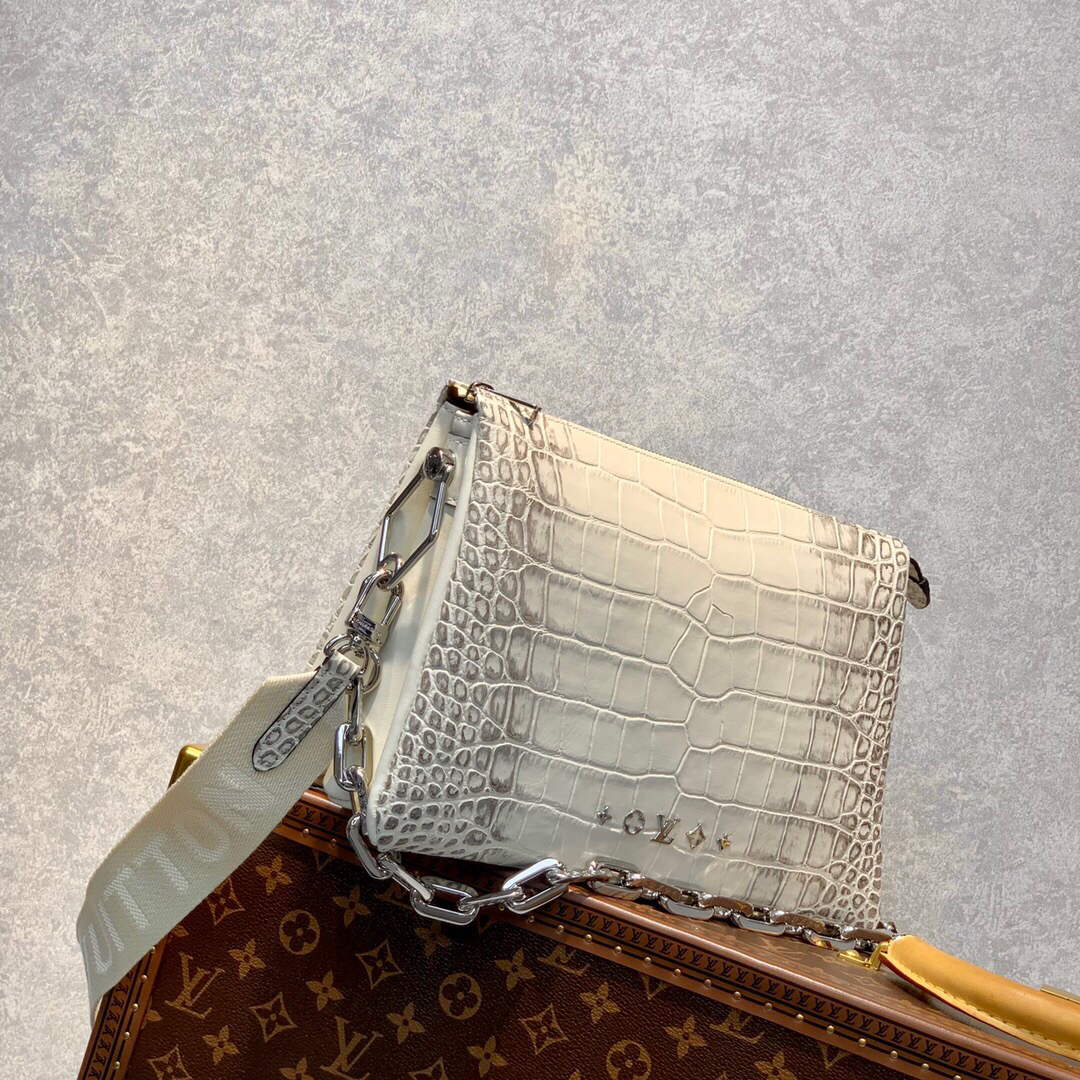 LV M57791 Louis Vuitton Coussin PM Crocodile Pattern Bag White - Image 2