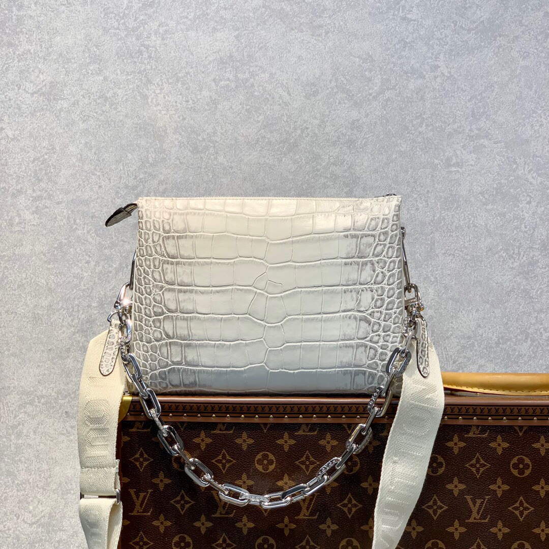 LV M57791 Louis Vuitton Coussin PM Crocodile Pattern Bag White - Image 3