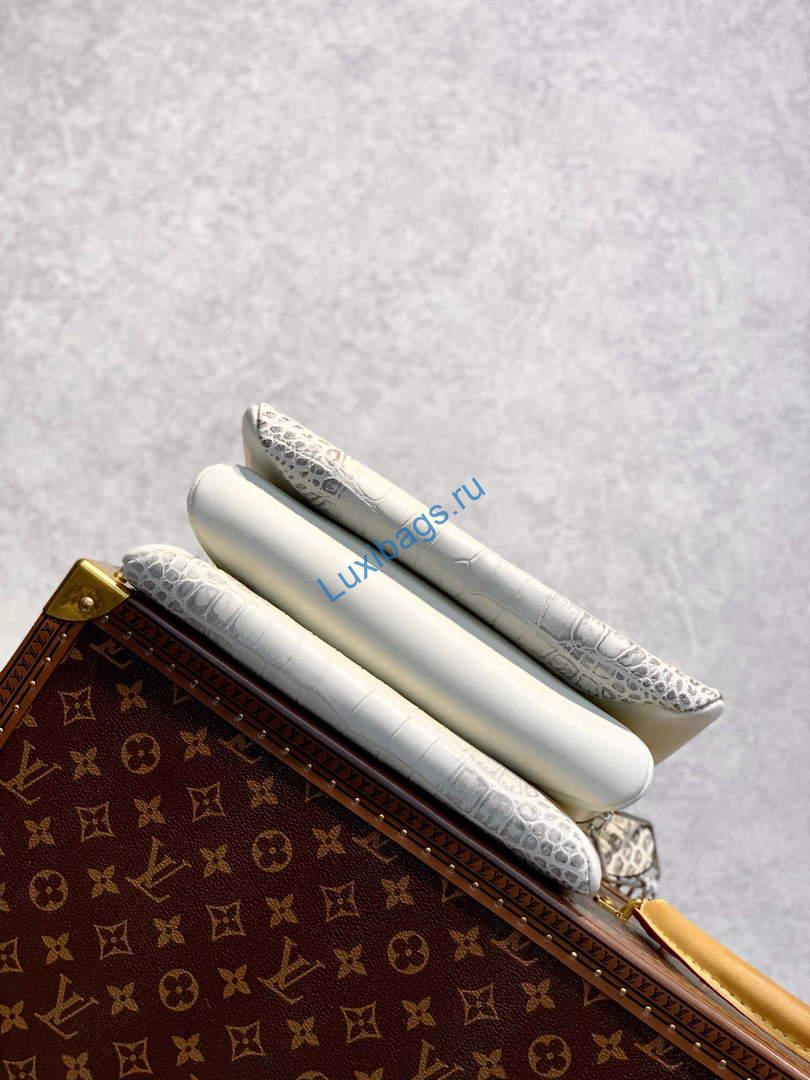 LV M57791 Louis Vuitton Coussin PM Crocodile Pattern Bag White - Image 4
