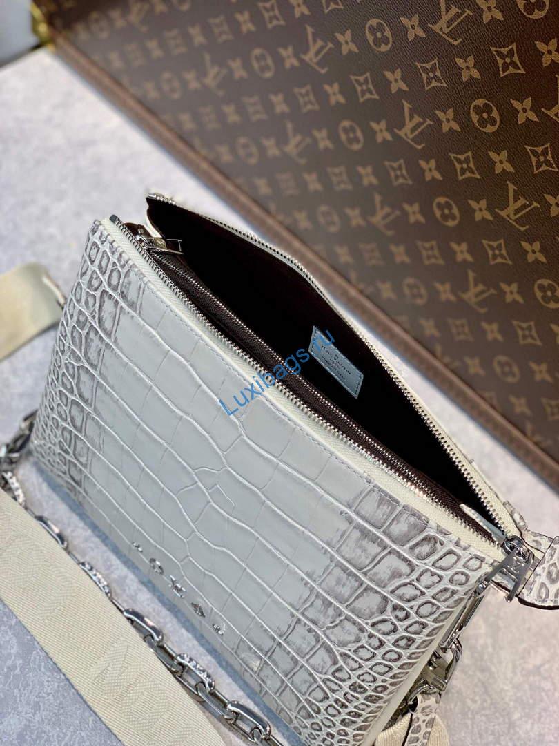 LV M57791 Louis Vuitton Coussin PM Crocodile Pattern Bag White - Image 9