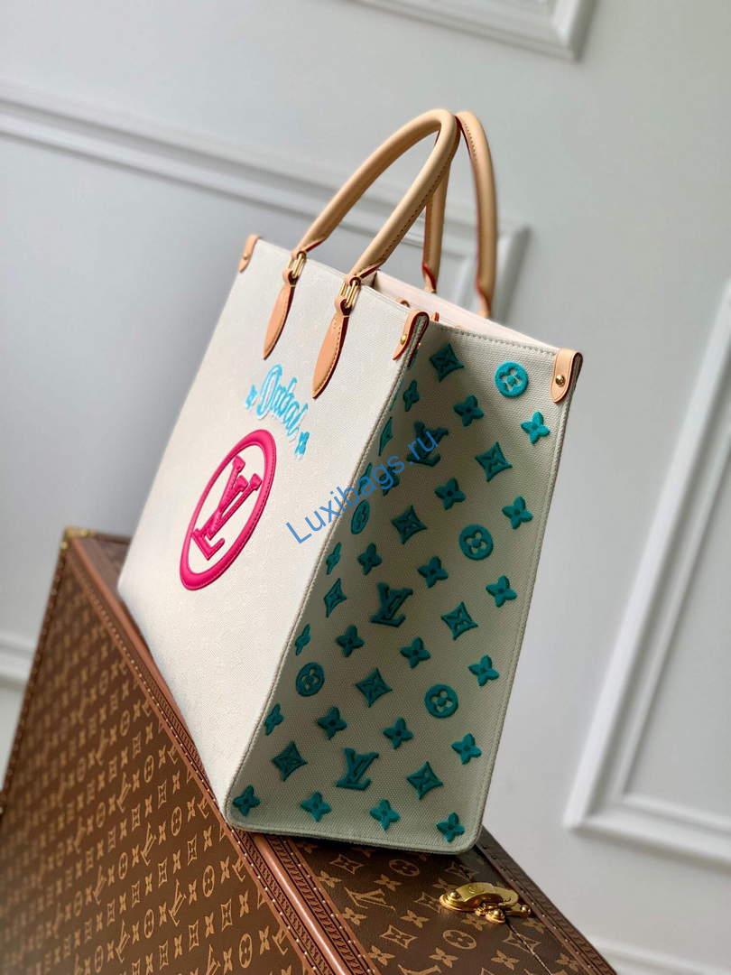 LV M46076 Louis Vuitton Onthego GM Tote Bag Yellow Leather - Image 2
