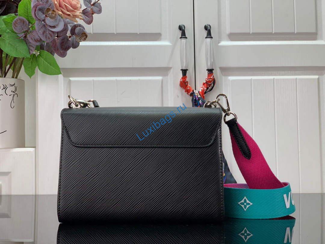 LV M59416 Louis Vuitton Twist MM Epi Leather Handbag Black - Image 3