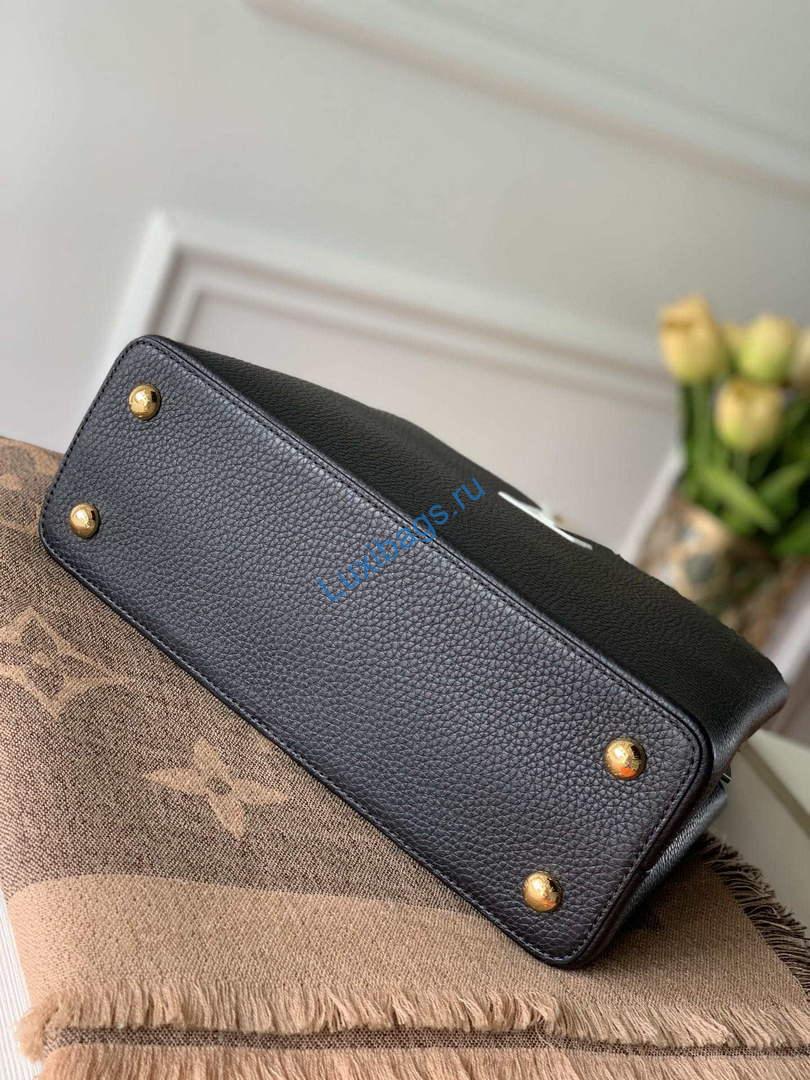 LV M57523 Louis Vuitton Capucines MM Handbag Black And Blue - Image 3