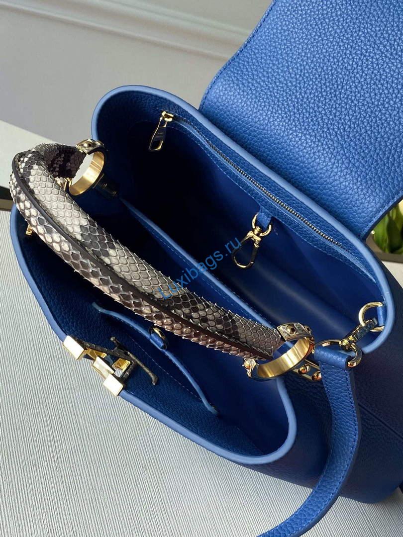 LV N98388 Louis Vuitton Capucines MM Handbag Blue - Image 7