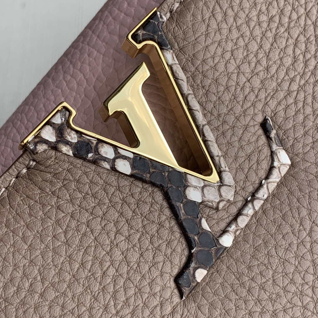 LV M57539 Louis Vuitton Capucines BB Handbag Grey And Pink - Image 5