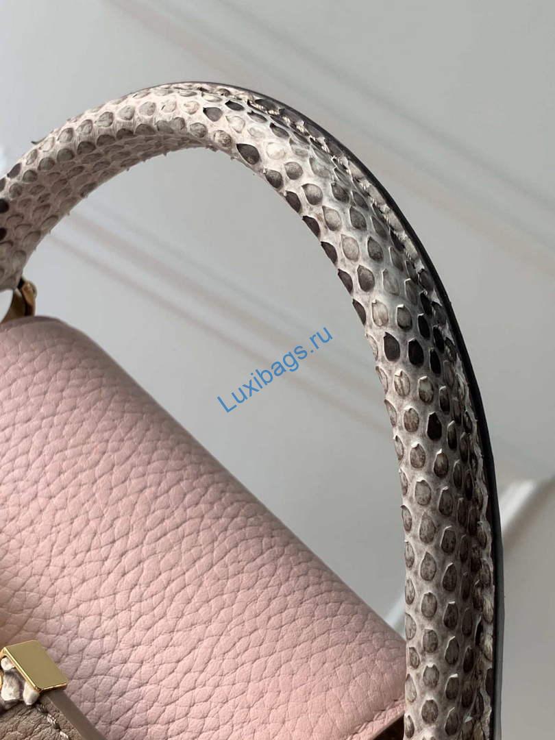LV M57539 Louis Vuitton Capucines BB Handbag Grey And Pink - Image 6