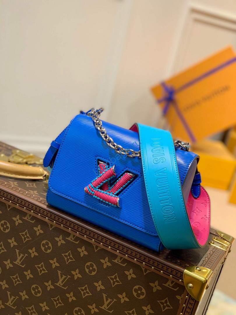 LV M57669 Louis Vuitton Twist MM Epi Handbag M57666 M57667 Blue - Image 2