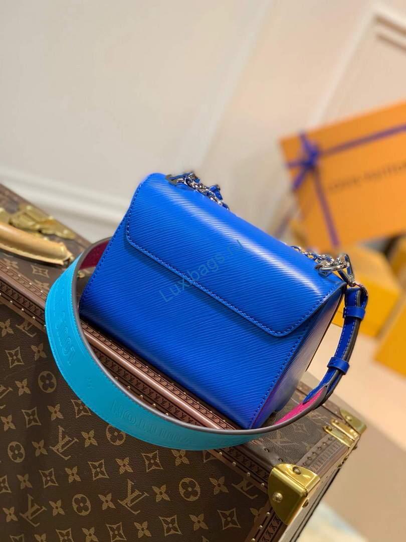 LV M57669 Louis Vuitton Twist MM Epi Handbag M57666 M57667 Blue - Image 3