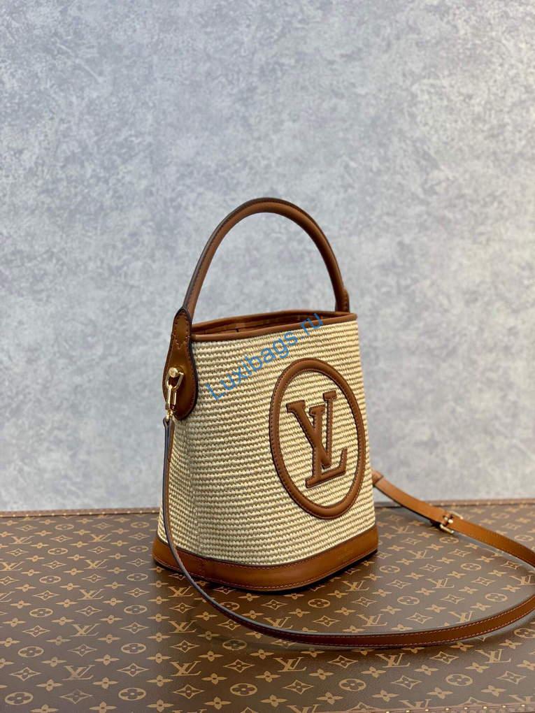 LV M59962 Louis Vuitton Petit Bucket Bag Caramel Brown - Image 2
