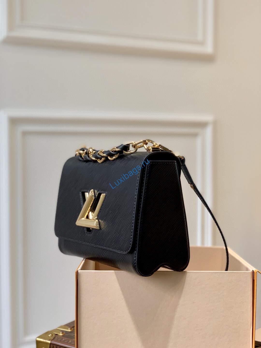 LV M59887 Louis Vuitton Twist MM EPI Leather Bag Black - Image 2