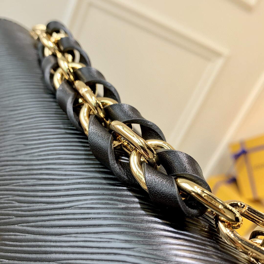 LV M59887 Louis Vuitton Twist MM EPI Leather Bag Black - Image 5