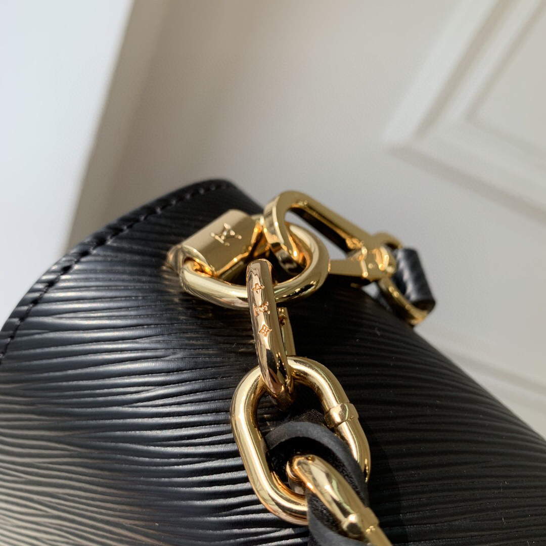 LV M59887 Louis Vuitton Twist MM EPI Leather Bag Black - Image 6