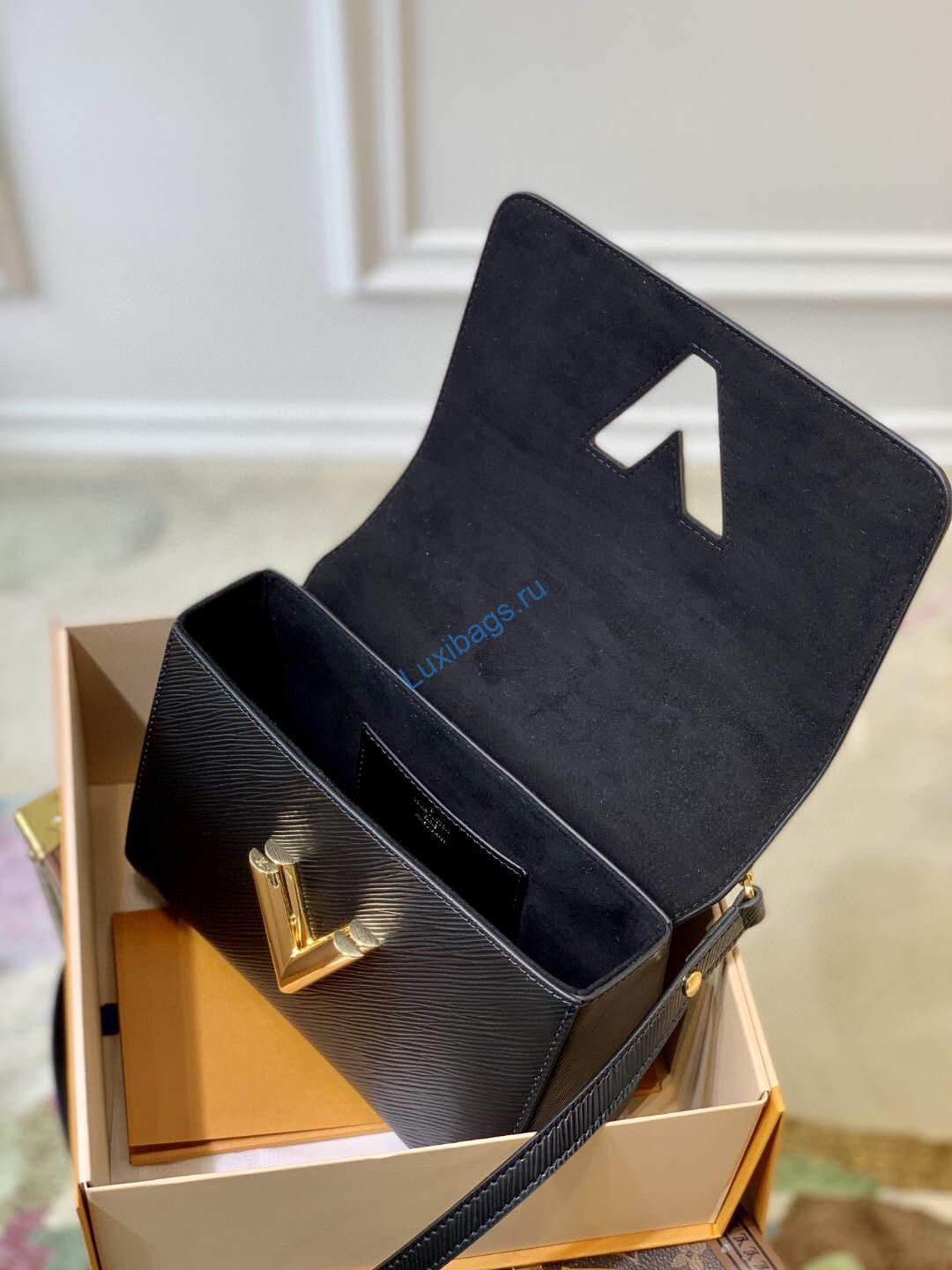 LV M59887 Louis Vuitton Twist MM EPI Leather Bag Black - Image 7