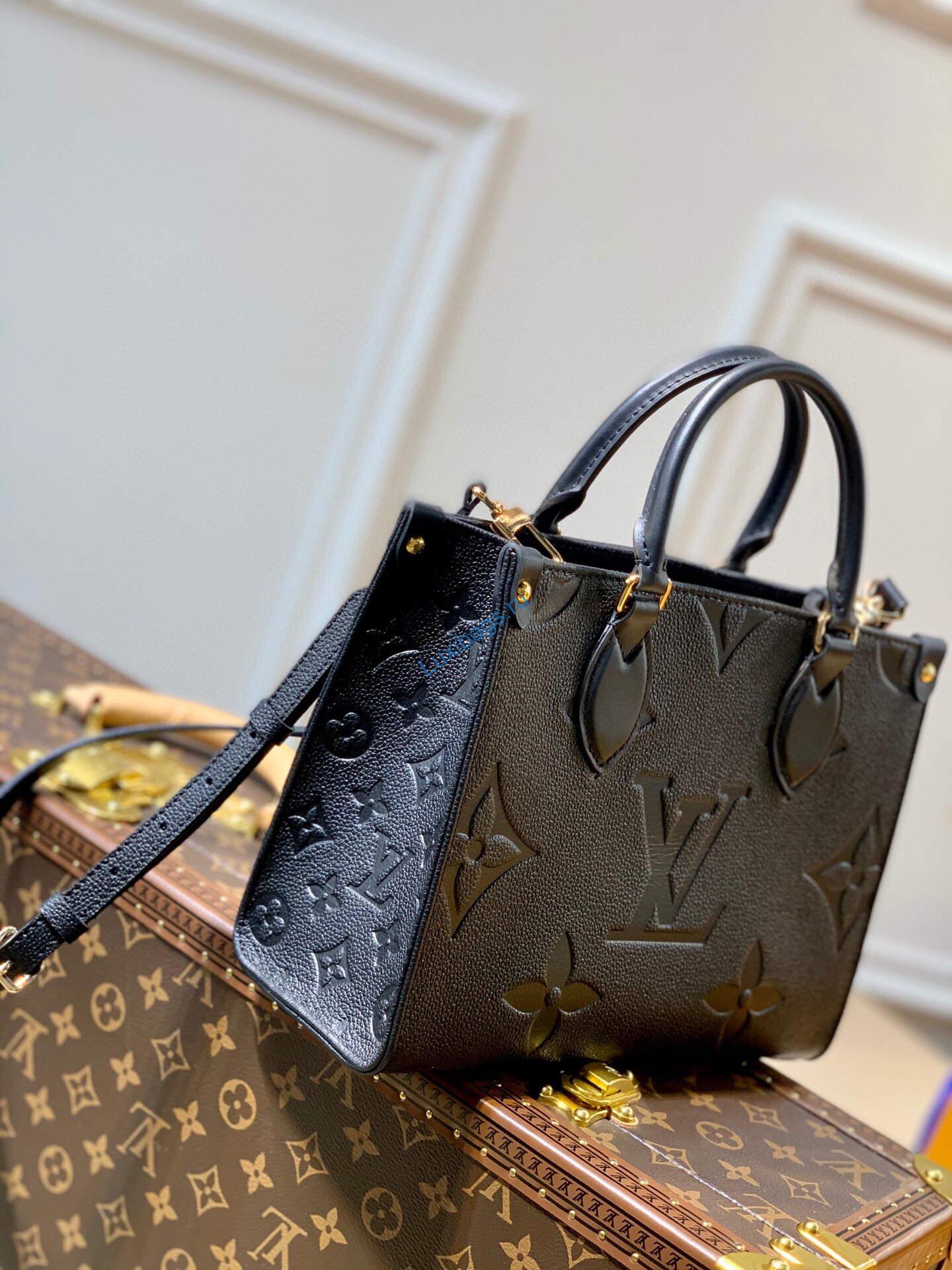LV M45653 Louis Vuitton Onthego Pm Bag M45779 Leather Black