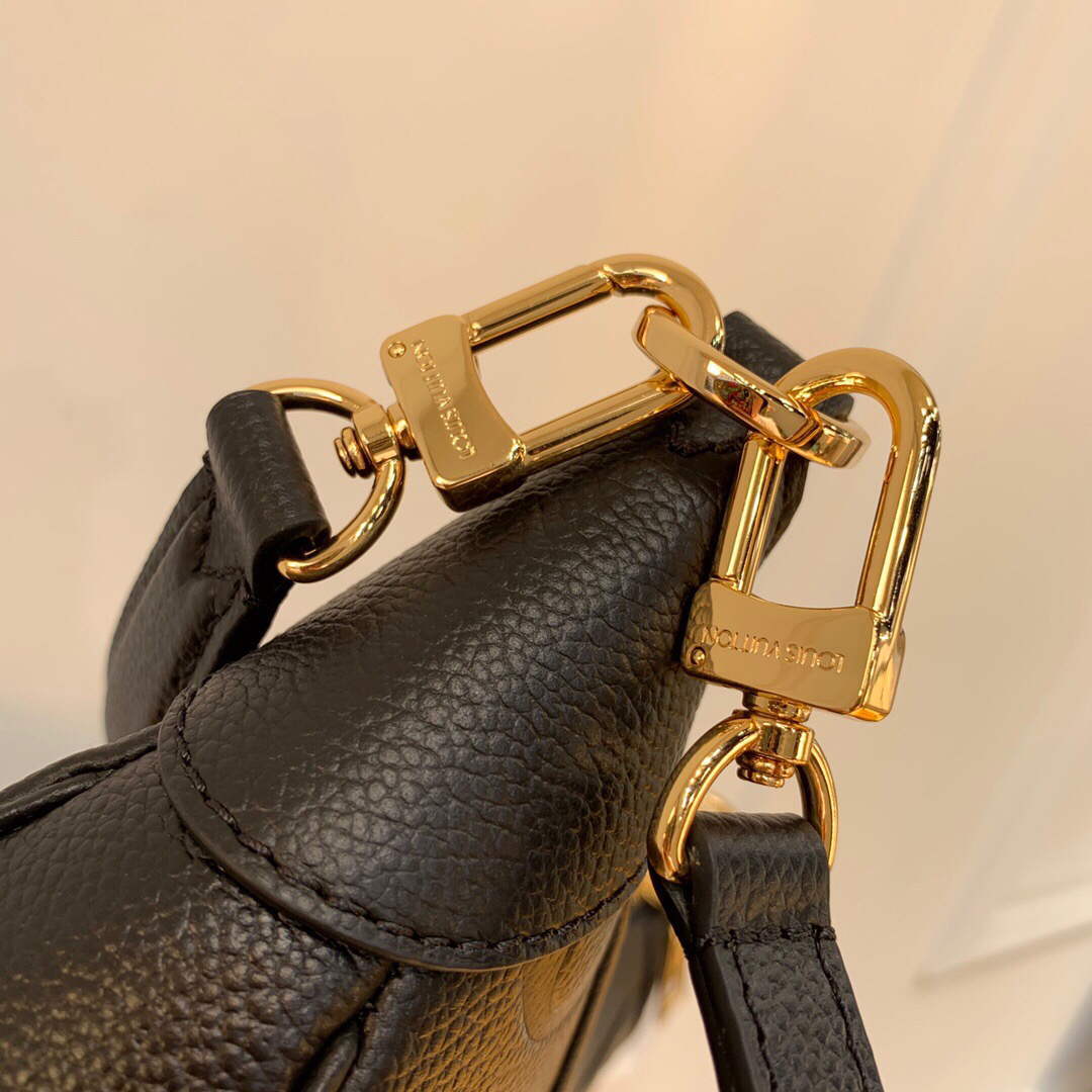 LV M46002 Louis Vuitton Bagatelle Mini Hobo Handbag Black - Image 5