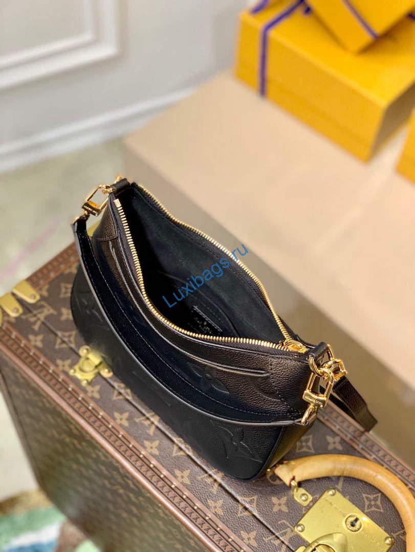 LV M46002 Louis Vuitton Bagatelle Mini Hobo Handbag Black - Image 6