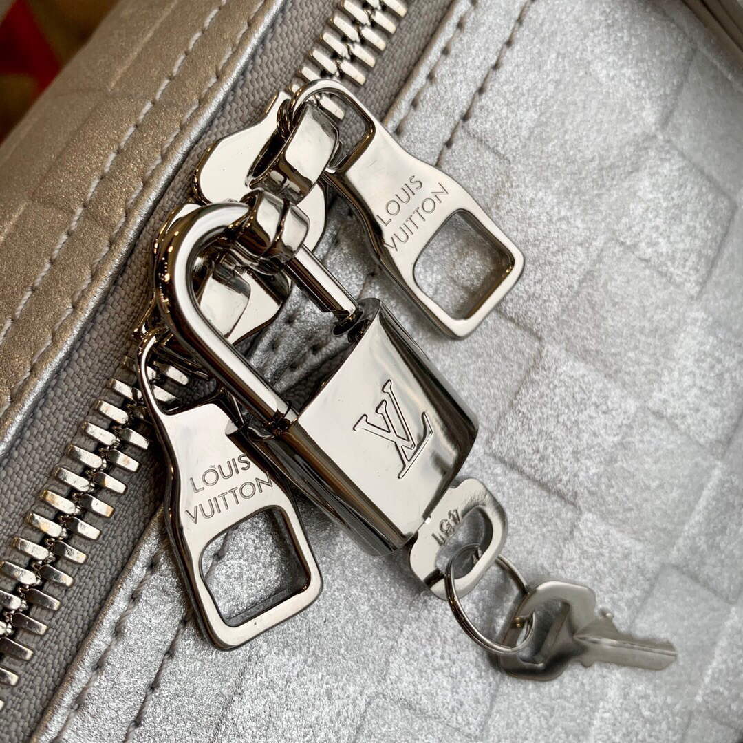 LV N58041 Louis Vuitton Keepall 50B Bandoulière Bag Silver - Image 3