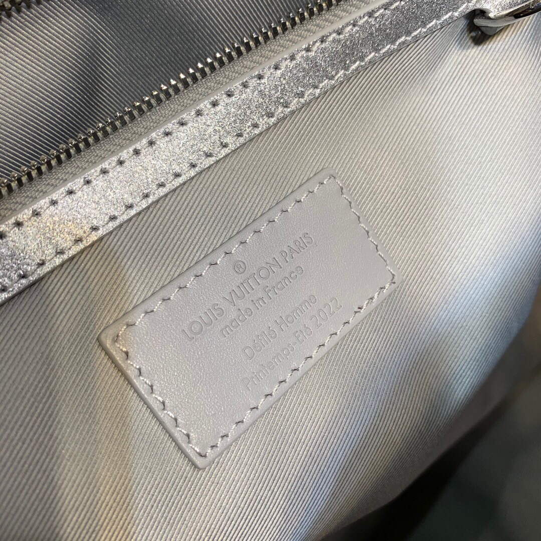 LV N58041 Louis Vuitton Keepall 50B Bandoulière Bag Silver - Image 8