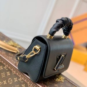 LV M58571 Louis Vuitton Twist PM Leathers Handbag Black - Image 3