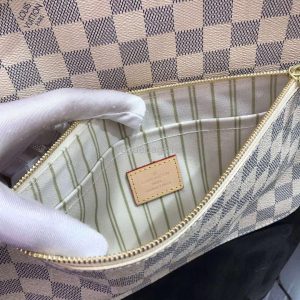 LV N41361 Louis Vuitton Neverfull MM Damier Azur N41605 Bag Beige - Image 7