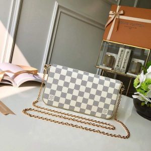 LV M61276 Louis Vuitton Felicie Pochette Bag Damier Azur - Image 3