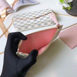 LV M61276 Louis Vuitton Felicie Pochette Bag Damier Azur - Image 5