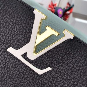 LV M57523 Louis Vuitton Capucines MM Handbag Black Blue - Image 6