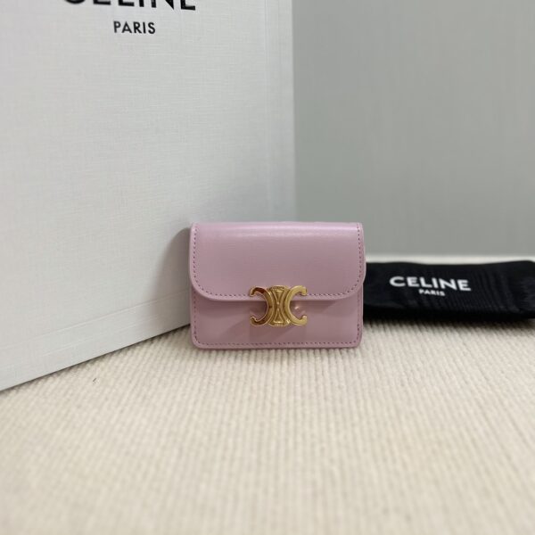 Replica Celine TRIOMPHE shiny calf leather flap card holder 2