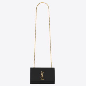 Saint Laurent Kate Small Chain Bag In Black Grain De Poudre Leather