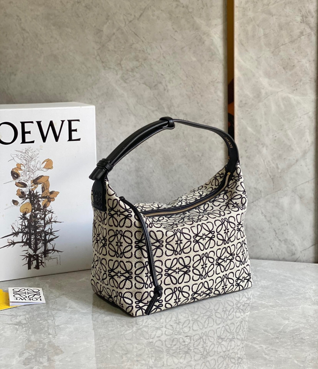 Loewe Cubi Medium Bag in White Anagram Jacquard - Image 10