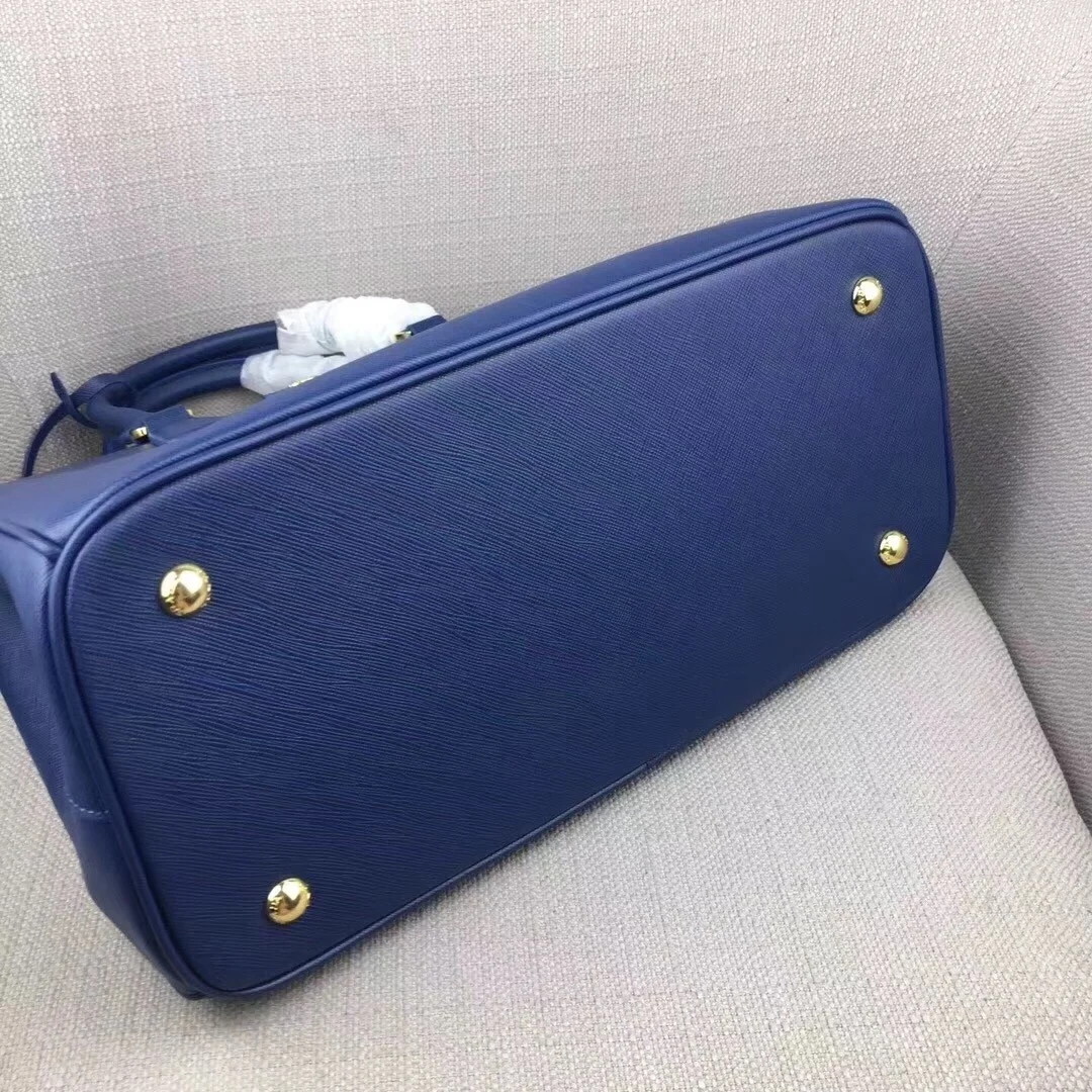 Prada Galleria Large Bag In Blue Saffiano Leather - Image 2