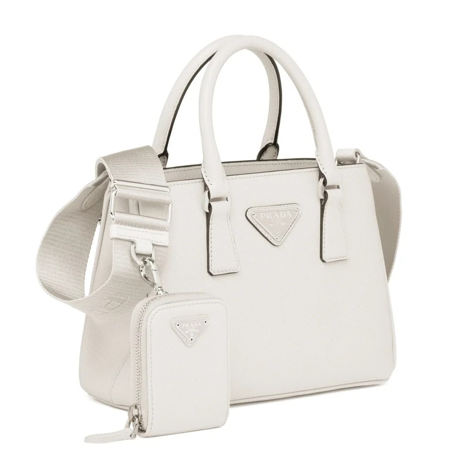 Prada Galleria Mini Bag In White Saffiano Leather
