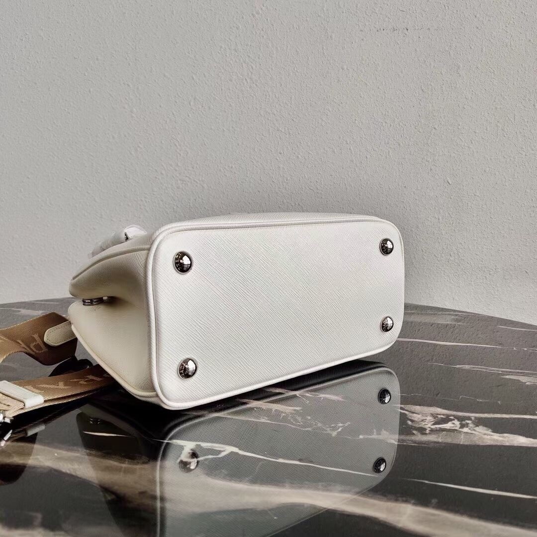Prada Galleria Mini Bag In White Saffiano Leather - Image 3