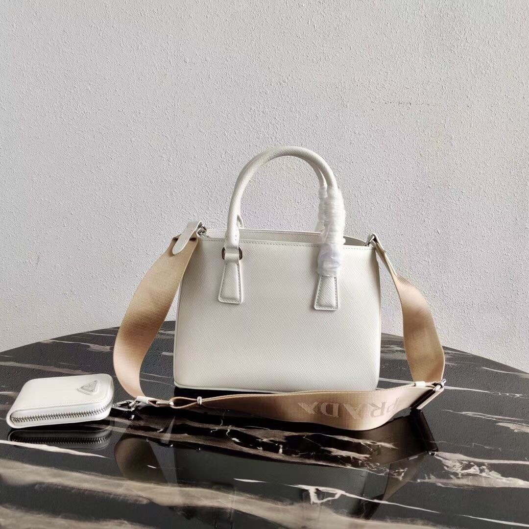 Prada Galleria Mini Bag In White Saffiano Leather - Image 5
