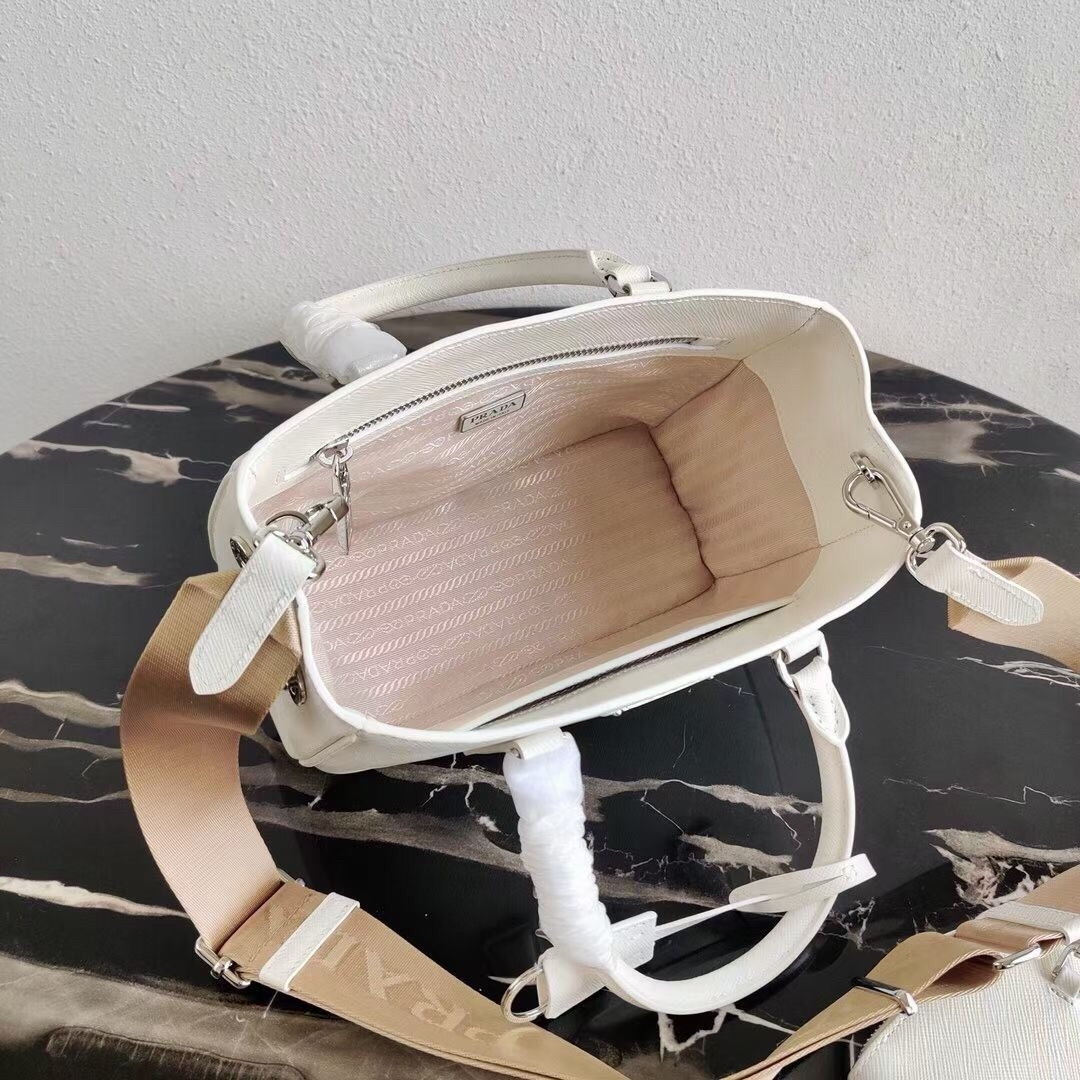 Prada Galleria Mini Bag In White Saffiano Leather - Image 6