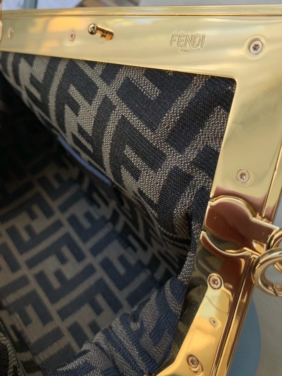 Fendi First Small Bag In Light Blue Nappa Leather - Image 5
