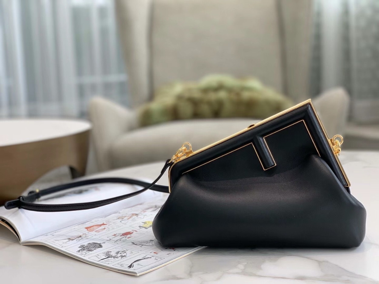 Fendi First Small Bag In Black Nappa Leather - Image 10