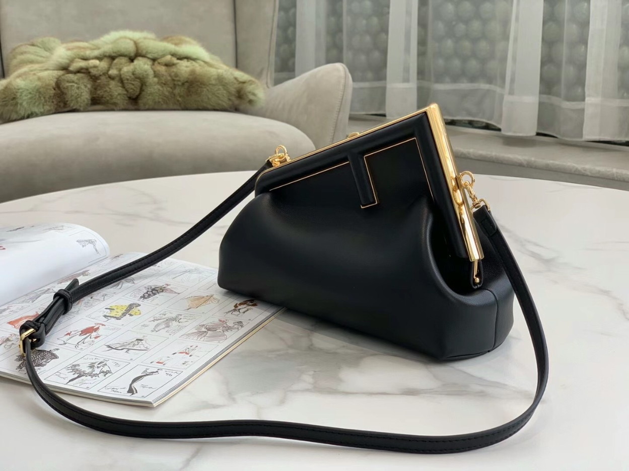 Fendi First Small Bag In Black Nappa Leather - Image 8